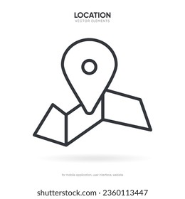 Target pin point icon. Red map location pointer icon symbol sign. Gps marker with isolated white background for mobile app website UI UX.