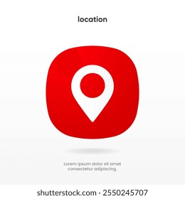 Icono de punto de anclaje de destino. Signo rojo del símbolo del símbolo del puntero de ubicación del mapa. Marcador de Gps con fondo blanco aislado para el Sitio web de App móvil UI UX.