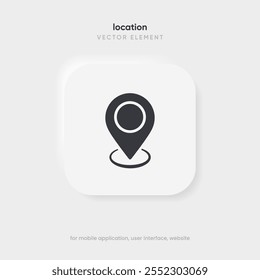 Target pin point icon. Red map location pointer icon symbol sign. Gps marker with isolated white background for mobile app website UI UX.