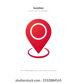 Ziel-Pin-Point-Symbol. Symbolzeichen für roten Kartenpositionszeiger. Gps-Marker mit einzeln weißem Hintergrund für die mobile App-Website UI UX.