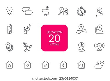 Target pin point icon set. Red map location pointer icon symbol sign. Gps marker with isolated white background for mobile app website UI UX.