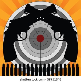 target and pistols. vector illustration