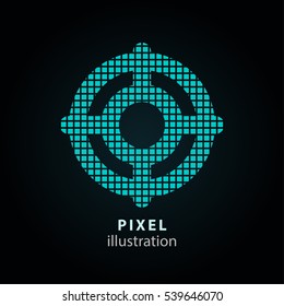 Target - pixel icon. Vector Illustration. Design logo element. Isolated on black background. It is easy to change to any color.