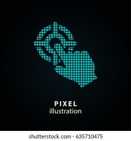 Target - pixel icon. Vector Illustration. Design logo element. Isolated on black background. It is easy to change to any color.