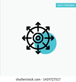 Target, Point, Achieve, Success turquoise highlight circle point Vector icon