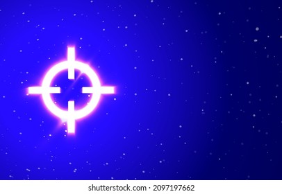 Punto de destino de la colección privada de neones. Descarga el único vector de punto objetivo de caza de neón con brillo súper brillante. ráfaga de luz. Icono de neón lineal del elemento de diseño. Buen nombre todas las noches. Cartel con espacio en blanco.