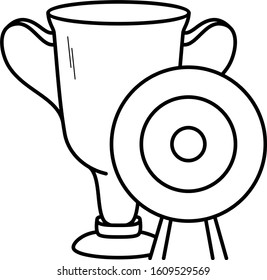 target point and trophy  line art icon