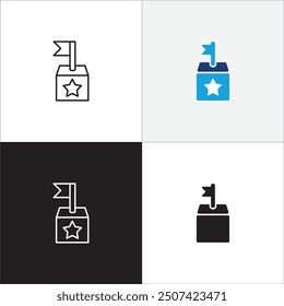 Target pole icon. Aim pole flag icons set. Goal and objective symbol. Business and management icons. Vector stock illustration in thin line and color flat solid variation graphic resource.