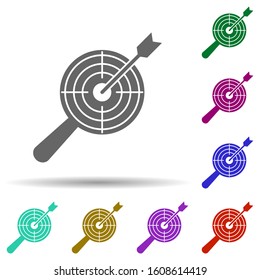 Target, predictive analytics in multi color style icon. Simple glyph, flat vector of business icons for ui and ux, website or mobile application