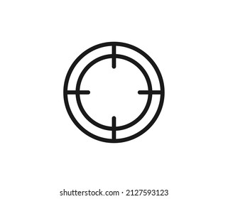 Das Symbol für die Premium-Linie anvisieren. Einfaches hochwertiges Piktogramm. Moderne Kontursymbole. Schlagt Vektorgrafik auf weißem Hintergrund. 