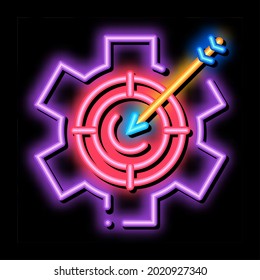 Target Processing neon light sign vector. Glowing bright icon Target Processing sign. transparent symbol illustration
