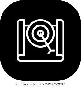 Target project development icon with black filled line outline style. goal, target, success, business, strategy, marketing, competition. Vector Illustration