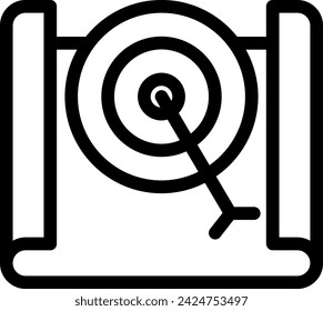 Target project development icon with black outline style. goal, target, success, business, strategy, marketing, competition. Vector Illustration