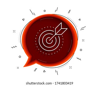 Target purpose line icon. Chat bubble with shadow. Stratery goal sign. Core value symbol. Thin line target purpose icon. Vector