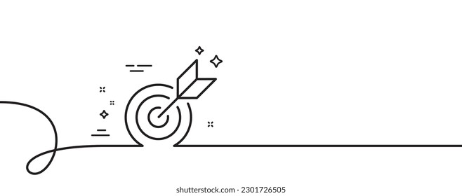 Target purpose line icon. Continuous one line with curl. Stratery goal sign. Core value symbol. Target purpose single outline ribbon. Loop curve pattern. Vector