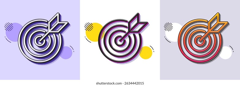 Target purpose line icon. Halftone dotted pattern. Gradient icon with grain shadow. Stratery goal sign. Core value symbol. Line target purpose icon. Various designs. Vector