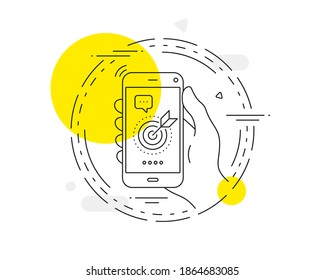 Icono de línea de propósito de destino. Botón vector del teléfono móvil. Signo de objetivo de tratería. Símbolo de valor de núcleo. Icono de línea de propósito de destino. Insignia conceptual abstracta. Vector