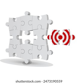 the target in the puzzle on a white background. Vector illustration