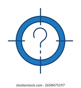 Ziel mit Fragezeichen Blaue Linie Symbol. Fragezeichen, Denken, Fragen, Antworten, Hilfe Bearbeitbare Strichvektorgrafik