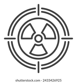 Objetivo con icono de concepto de vector de símbolo de radiación en estilo de línea fina
