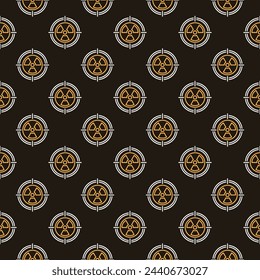 Target with Radiation symbol vector concept seamless pattern in thin line style