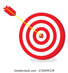 Target. Red aim, arrow, Idea concept, perfect hit, winner, target goal icon. Success abstract pin logo