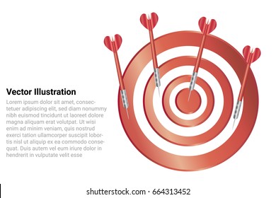 Target With Red Dart Arrow Isolated On White Background. Vector Illustration