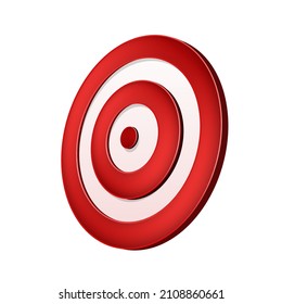 Target red dart goal circle. Bullseye aim. Success board. Archery business target concept. Accuracy red dartboard center game. 3d realistic vector