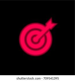 Target red glowing neon ui ux icon. Glowing sign logo vector