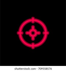 Target red glowing neon ui ux icon. Glowing sign logo vector