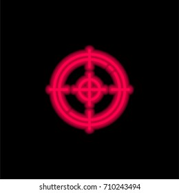 Target red glowing neon ui ux icon. Glowing sign logo vector