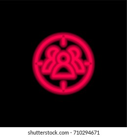 Target red glowing neon ui ux icon. Glowing sign logo vector