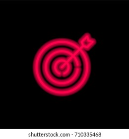 Target red glowing neon ui ux icon. Glowing sign logo vector
