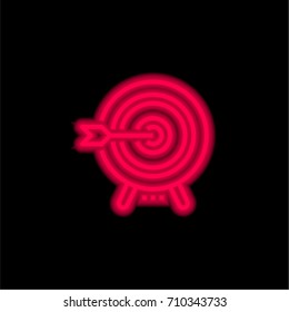 Target red glowing neon ui ux icon. Glowing sign logo vector