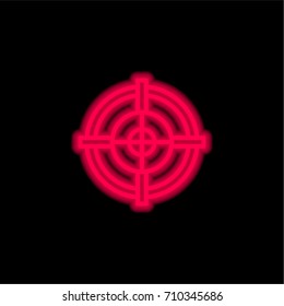 Target red glowing neon ui ux icon. Glowing sign logo vector