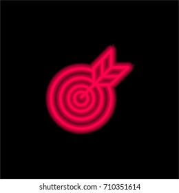 Target red glowing neon ui ux icon. Glowing sign logo vector
