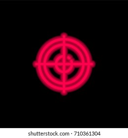 Target red glowing neon ui ux icon. Glowing sign logo vector