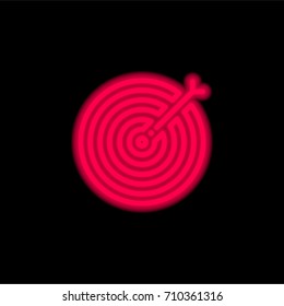 Target red glowing neon ui ux icon. Glowing sign logo vector