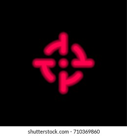 Target red glowing neon ui ux icon. Glowing sign logo vector