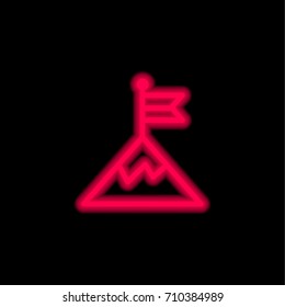 Target red glowing neon ui ux icon. Glowing sign logo vector