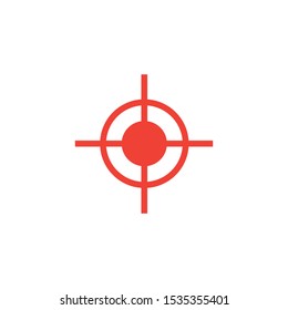Target Red Icon On White Background. Red Flat Style Vector Illustration.