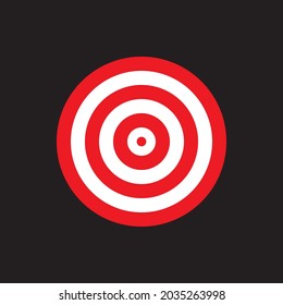 Target red sign. Target isolated on black background. Target icon in flat design.Vector illustration.
