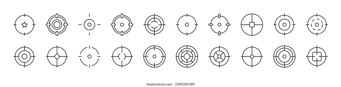Target Related Icon Set. Editable Stroke. Suitable for Web Sites, Books, Cards, Apps 