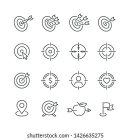 Target Related Icons: Thin Vector Icon Set, Black And White Kit