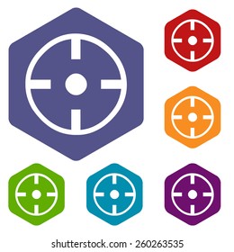Target rhombus icons set in different colors. Vector Illustration