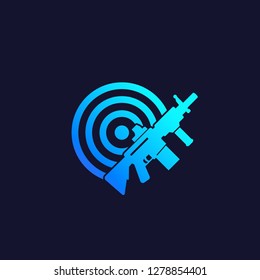 target and rifle, vector logo design