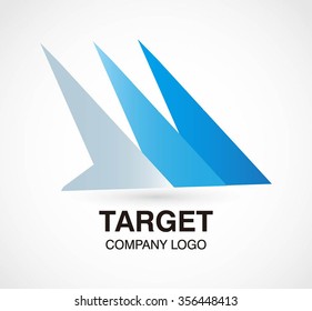Target right of next arrow abstract vector and logo design or template direction goal business icon of company identity symbol concept