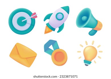 Target Rocket Concept of starting a new business towards a goal. 3d vector illustration