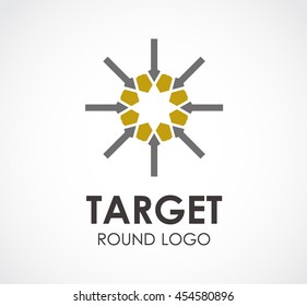 Target round of cursor abstract vector and logo design or template center arrow business icon of corporate identity symbol concept