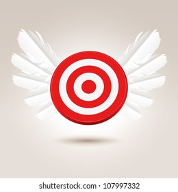 Target round with wings flying free on a light background